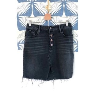 Sanctuary Dark Gray Denim Cutoff Pencil Skirt Button Fly